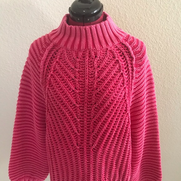 Free People Textured Knit Sweetheart Sweater in Pink Size Medium - Picture 3 of 9